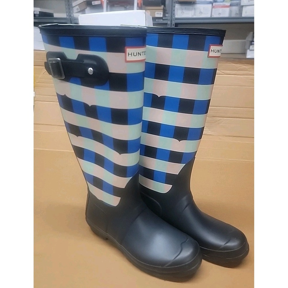 Hunter Original Gingham Printed Waterproof Boots Size 7